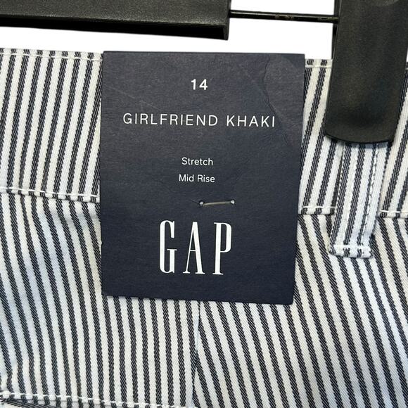 GAP Girlfriend Khaki Pants NWT Women's Sz 14 Railroad Stripe Blue Casual Coastal - Picture 4 of 8